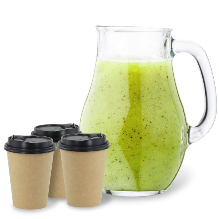 Jugo verde natural (2 Litros). Presentados en vasos biodegradables con su tapa